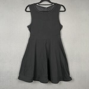 Express Dress Womens M Black Fit & Flare Tank Sleeveless Crew Neck Zip Mesh